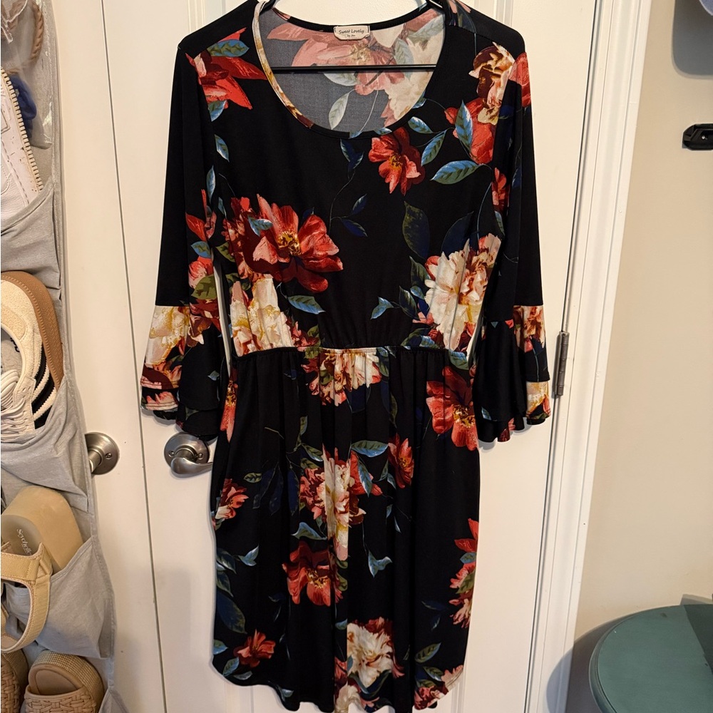 Floral Black Dress